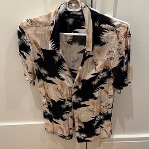 AllSaints Black and Cream Patterned Shirt